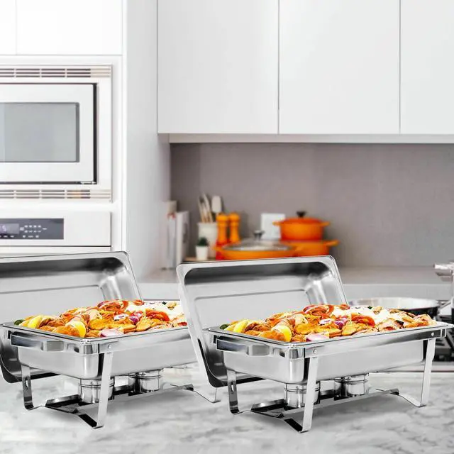 Alt view image 5 of 7 - 6 Pack 8 QT Stainless Steel Chafer Chafing Dish Sets Catering Food Warmer