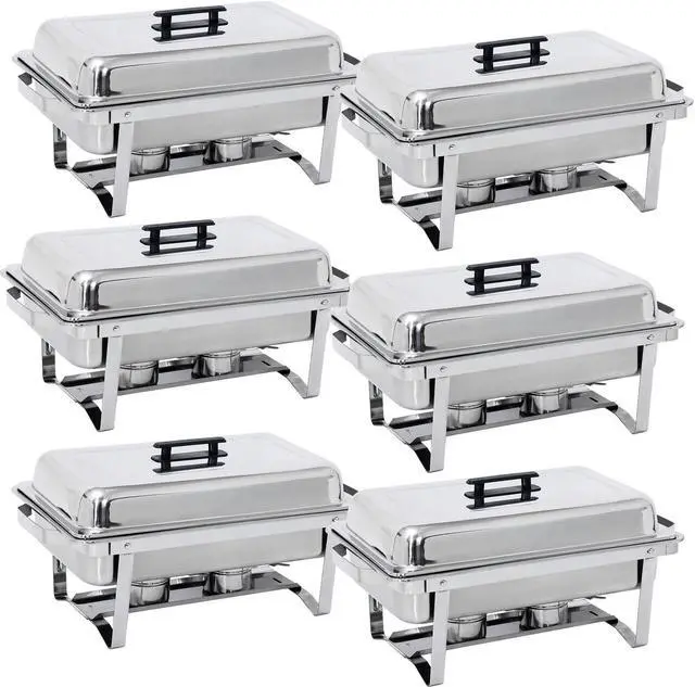 Main image of 6 Pack 8 QT Stainless Steel Chafer Chafing Dish Sets Catering Food Warmer