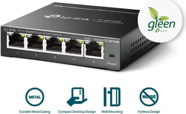 Alt view image 2 of 7 - TP-Link 5 Port Gigabit Switch | Easy Smart Managed | Plug & Play | Limited Lifetime Protection | Desktop/Wall-Mount | Shielded Ports | Support QoS, Vlan, IGMP and Link Aggregation (TL-SG105E)