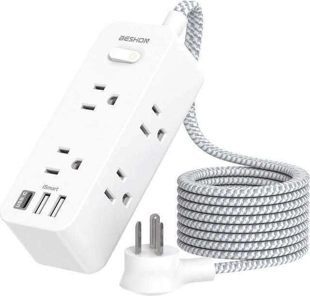 Power Strip, 5Ft Cord, 6 Outlets with 3 USB USB C Outlet), 3-Side Outlet Extender, Surge Protector, Wall Mount, Compact for Travel, Home, School, College Dorm Room, and Office Audio /