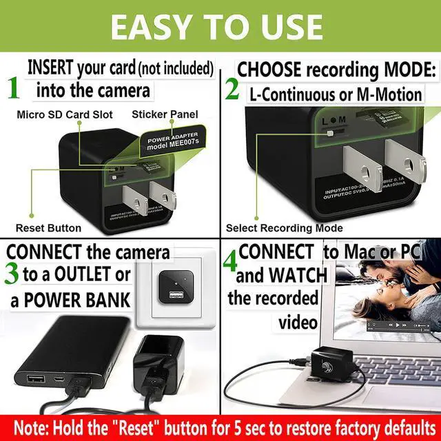 Alt view image 5 of 6 - Spy Camera Charger | Hidden Camera | Mini Spy Camera 1080p | USB Charger Camera | Hidden Spy Camera | Hidden Nanny Cam | Hidden Spy Cam | Hidden Cam | Surveillance Camera Full HD