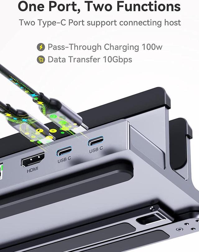 Alt view image 4 of 7 - USB C Docking Station for Laptop, 8 in 1 USB C Dock with Vertical Laptop Stand, 4K 60Hz HDMI Output, 1Gbps Ethernet, 5Gbps Data, PD 3.0 & 10Gbps USB-C, TF/SD, Compatibility MacBook Pro/Air Dell HP