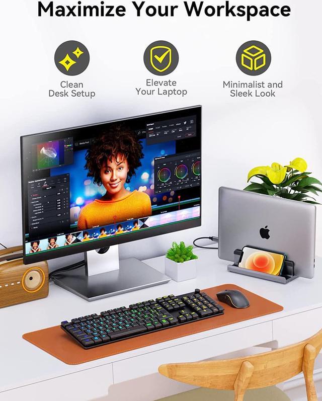 Alt view image 7 of 7 - USB C Docking Station for Laptop, 8 in 1 USB C Dock with Vertical Laptop Stand, 4K 60Hz HDMI Output, 1Gbps Ethernet, 5Gbps Data, PD 3.0 & 10Gbps USB-C, TF/SD, Compatibility MacBook Pro/Air Dell HP
