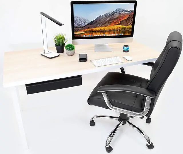 Alt view image 6 of 7 - Under Desk Pull-Out Drawer Kit with Smooth Sliding Track | Office Storage Organizer | Mounts to Desktops Tables and Workbenches Over 0.71 Inches Thick | Matte Black