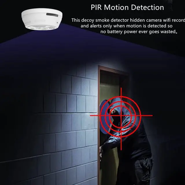 Alt view image 3 of 7 - Spy Camera Smoke Detector Hidden Camera - WiFi 180 Days Standby 1080P HD Night Vision PIR Motion Detection Video Recorder Ceiling Nanny Cam