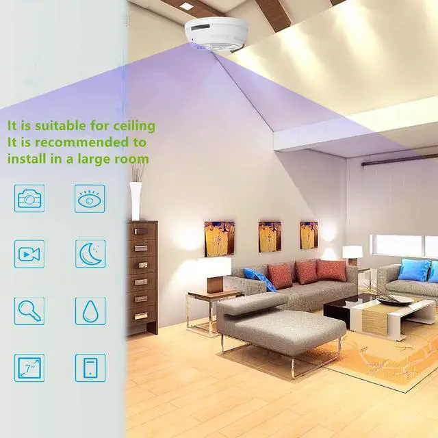 Alt view image 6 of 7 - Spy Camera Smoke Detector Hidden Camera - WiFi 180 Days Standby 1080P HD Night Vision PIR Motion Detection Video Recorder Ceiling Nanny Cam