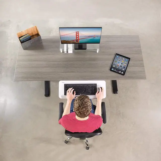 Alt view image 6 of 7 - Adjustable Computer Keyboard and Mouse Platform Tray Ergonomic Under Table Desk Mount Drawer Underdesk Shelf, White, MOUNT-KB03W