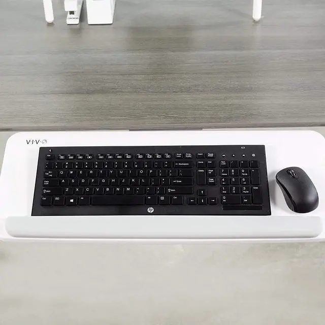 Alt view image 7 of 7 - Adjustable Computer Keyboard and Mouse Platform Tray Ergonomic Under Table Desk Mount Drawer Underdesk Shelf, White, MOUNT-KB03W