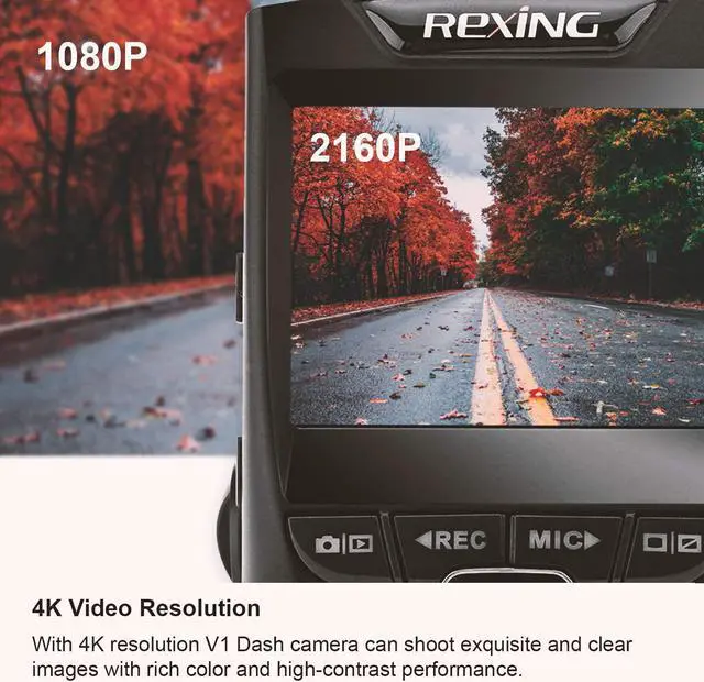 Alt view image 3 of 7 - 4K Ultra HD Car Dash Cam 2.4" LCD Screen, Wi-Fi, 170° Wide Angle Dashboard Camera Recorder with G-Sensor, WDR, Loop Recording, Supercapacitor, Mobile App, 256GB Supported