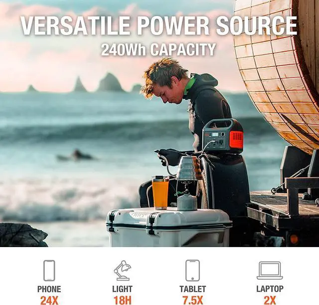 Alt view image 3 of 7 - Portable Power Station Explorer 240, 240Wh Backup Lithium Battery, 110V/200W Pure Sine Wave AC Outlet, Solar Generator (Solar Panel Not Included) for Outdoors Camping Travel Hunting Emergency