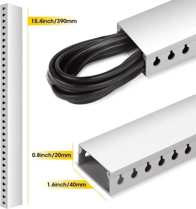 Alt view image 4 of 7 - Cable Raceway Kit, Stageek Cable Management System Kit Open Slot Wiring Raceway Duct with Cover, On-Wall Cable Concealer Cord Organizer to Hide Wires Cords for TVs, Computers - 9x15.4inch,White