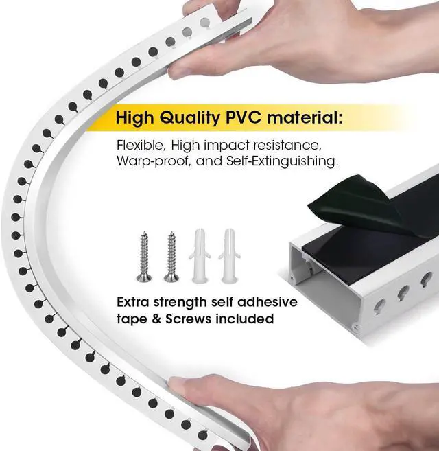 Alt view image 2 of 7 - Cable Raceway Kit, Stageek Cable Management System Kit Open Slot Wiring Raceway Duct with Cover, On-Wall Cable Concealer Cord Organizer to Hide Wires Cords for TVs, Computers - 9x15.4inch,White