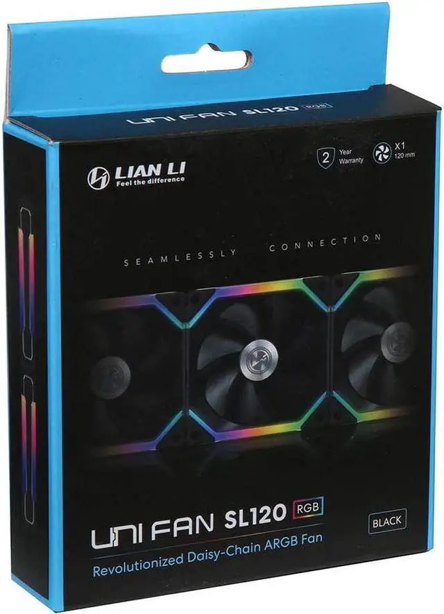 Main image of Lian Li UNI Fan SL120 Single Pack Black Without Controller (ARGB 120mm LED PWM Daisy-Chain) 12UF1B