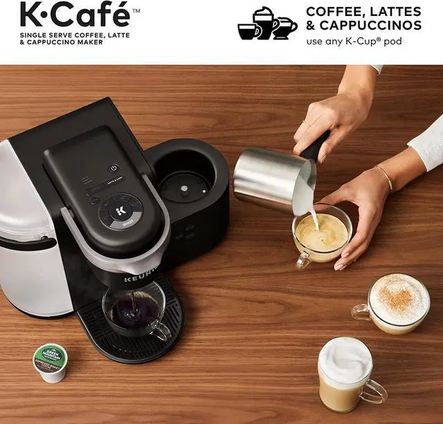 Alt view image 2 of 7 - Keurig K-Cafe Single-Serve K-Cup Coffee Maker, Latte Maker and Cappuccino Maker, Comes with Dishwasher Safe Milk Frother, Coffee Shot Capability, Compatible With all Keurig K-Cup Pods, Dark Charcoal