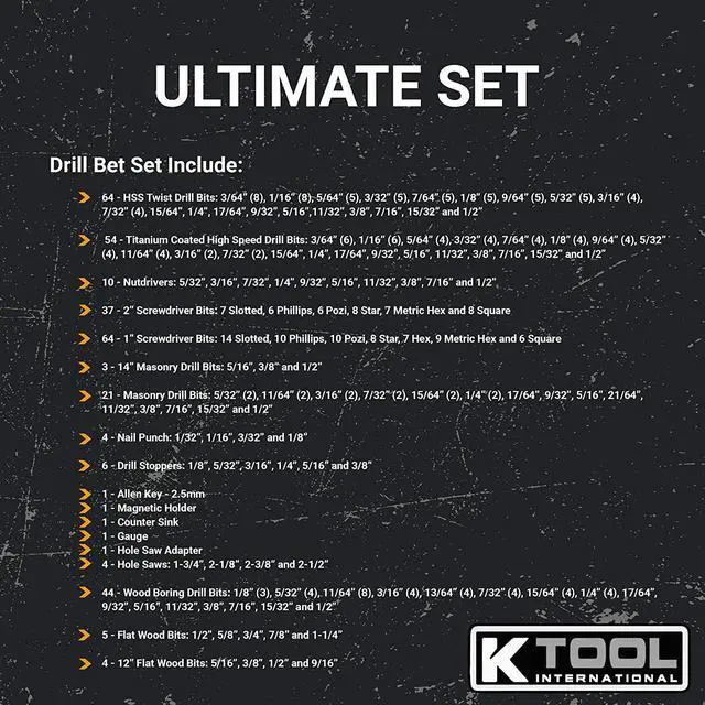 Alt view image 3 of 6 - Drill Bit Set Portable Tool Storage 326 Piece Set Drill Accessories with Case, Folding Trays, Portable Carrying Case, Easy Organization; KTI10330
