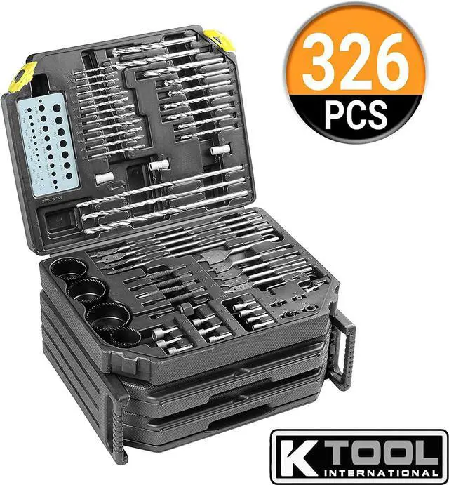 Alt view image 2 of 6 - Drill Bit Set Portable Tool Storage 326 Piece Set Drill Accessories with Case, Folding Trays, Portable Carrying Case, Easy Organization; KTI10330