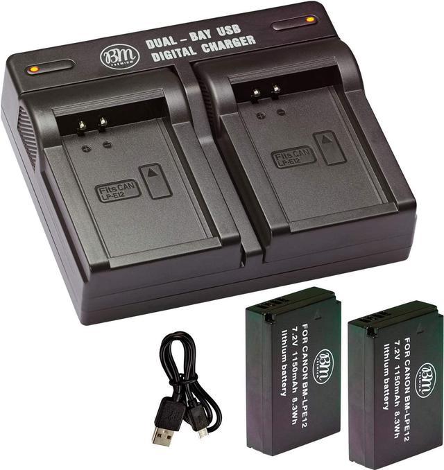 BM Premium 2-Pack of LP-E12 Batteries and USB Dual Battery Charger for  Canon EOS