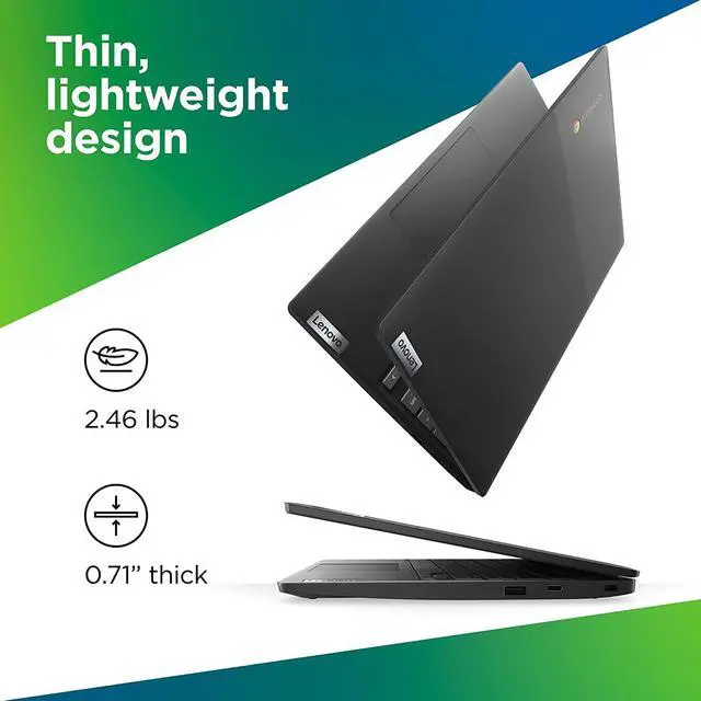 Alt view image 2 of 7 - Lenovo IdeaPad 3 11 Chromebook Laptop, 11.6" HD Display, Intel Celeron N4020, 4GB RAM, 64GB Storage, Intel UHD Graphics 600, Chrome OS, Onyx Black