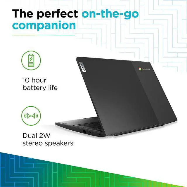 Alt view image 3 of 7 - Lenovo IdeaPad 3 11 Chromebook Laptop, 11.6" HD Display, Intel Celeron N4020, 4GB RAM, 64GB Storage, Intel UHD Graphics 600, Chrome OS, Onyx Black