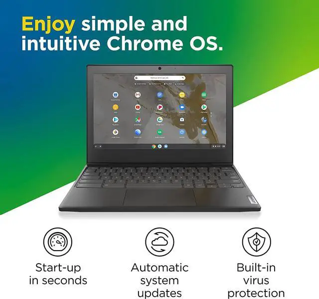 Alt view image 4 of 7 - Lenovo IdeaPad 3 11 Chromebook Laptop, 11.6" HD Display, Intel Celeron N4020, 4GB RAM, 64GB Storage, Intel UHD Graphics 600, Chrome OS, Onyx Black