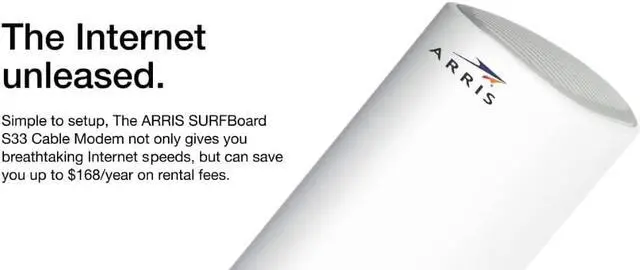 Alt view image 2 of 6 - ARRIS Surfboard S33 DOCSIS 3.1 Multi-Gigabit Cable Modem | Approved for Comcast Xfinity, Cox, Spectrum & More | 1 & 2.5 Gbps Ports | 2.5 Gbps Max Internet Speeds | 4 OFDM Channels