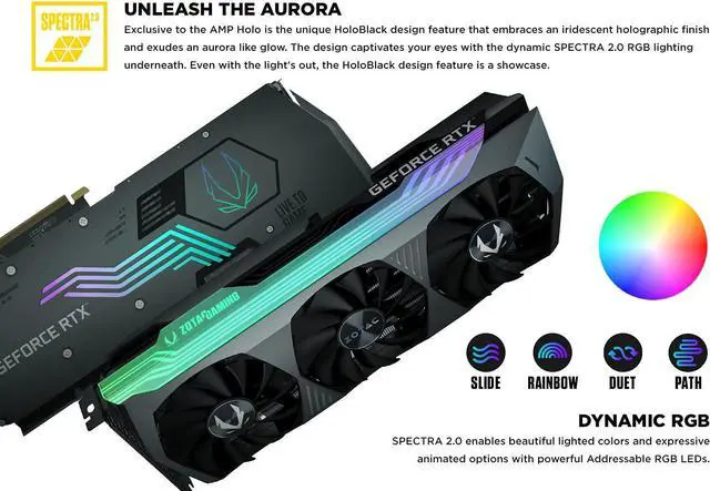 Alt view image 5 of 7 - ZOTAC GAMING GeForce RTX 3080 Ti AMP Holo 12GB GDDR6X 384-bit 19 Gbps PCIE 4.0 Gaming Graphics Card, HoloBlack, IceStorm 2.0 Advanced Cooling, SPECTRA 2.0 RGB Lighting, ZT-A30810F