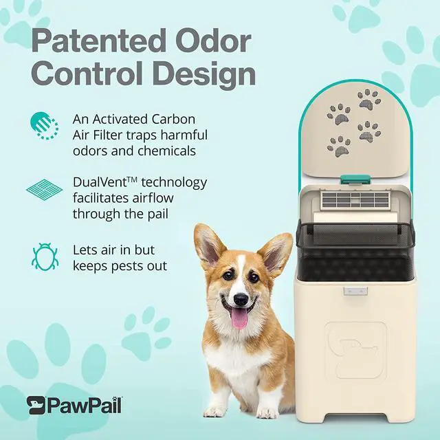 Alt view image 4 of 6 - Pet Waste Station, Dog poop trash can for outdoors, Heavy-Duty Dog Waste Bin with Activated Carbon Air Filter & DualVent Technology, Includes 200 PawBags - PawPail