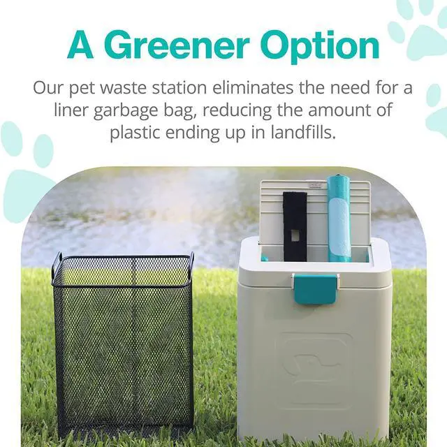 Alt view image 6 of 6 - Pet Waste Station, Dog poop trash can for outdoors, Heavy-Duty Dog Waste Bin with Activated Carbon Air Filter & DualVent Technology, Includes 200 PawBags - PawPail