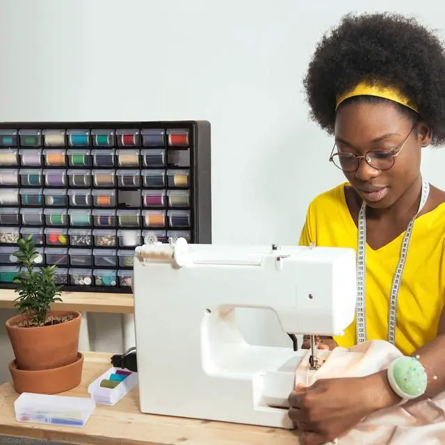 Alt view image 6 of 7 - 10144, 44 Drawer Plastic Parts Storage Hardware and Craft Cabinet, 20-Inch W x 6-Inch D x 16-Inch H, Red