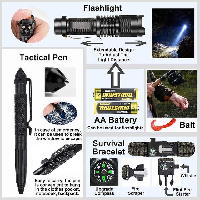 Alt view image 5 of 7 - Gifts for Men Dad Husband Fathers Day, Survival Gear and Equipment kit 21 in 1, Professional Cool Gadgets Stuff Tactical Tool, Gift Ideas for Him Teenage Boy Emergency Hunting Outdoors Camping Hiking