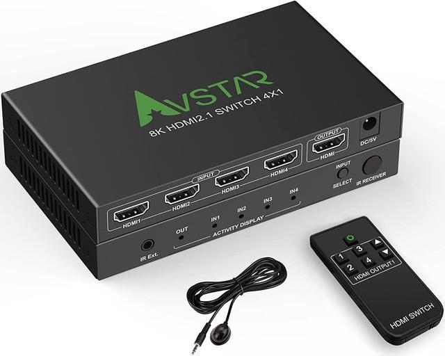 ånd Produkt forhindre 8K 60Hz HDMI 2.1 Switch 4x1 4K 120Hz 48Gbps,HDCP 2.3,ARC,VRR,CEC,HDMI  Switcher 4 in 1 Out,4 Port HDMI Selector,IR Remote,3D,HDR 10,Dolby Atmos,for  QLED TV,PS5,Xbox,Fire Stick,Roku,Blu Ray,Projector Switches - Newegg.com