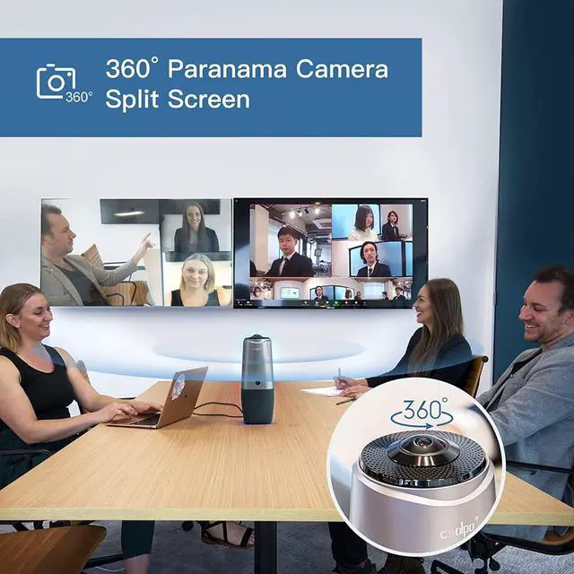 Alt view image 2 of 7 - Video Conference Camera - 4K Conference Camera with Microphone, 360° View Conference Camera, AI-Sensor Facecapture Camera with 4 Microphone, All-in-One Conference Webcam for Zoom Skype Hangout Meeting