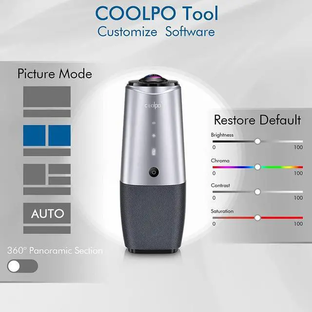 Alt view image 6 of 7 - Video Conference Camera - 4K Conference Camera with Microphone, 360° View Conference Camera, AI-Sensor Facecapture Camera with 4 Microphone, All-in-One Conference Webcam for Zoom Skype Hangout Meeting