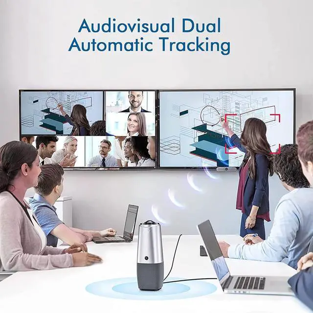 Alt view image 3 of 7 - Video Conference Camera - 4K Conference Camera with Microphone, 360° View Conference Camera, AI-Sensor Facecapture Camera with 4 Microphone, All-in-One Conference Webcam for Zoom Skype Hangout Meeting