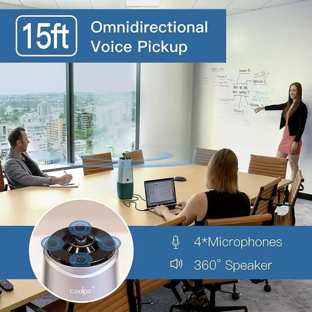 Alt view image 5 of 7 - Video Conference Camera - 4K Conference Camera with Microphone, 360° View Conference Camera, AI-Sensor Facecapture Camera with 4 Microphone, All-in-One Conference Webcam for Zoom Skype Hangout Meeting