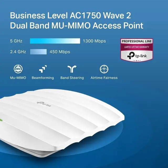 Alt view image 2 of 7 - TP-Link EAP245 V3 | Omada AC1750 Gigabit Wireless Access Point | Business WiFi Solution w/ Mesh Support, Seamless Roaming & MU-MIMO | PoE Powered | SDN Integrated | Cloud Access & Omada App | White