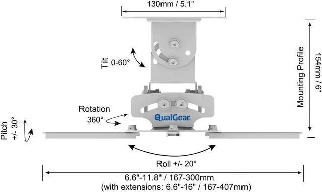 Alt view image 6 of 7 - PRB-717-Wht Ceiling Mount Projector Accessory
