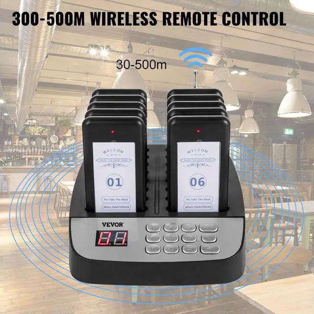 Alt view image 2 of 6 - VEVOR F100 Restaurant Pagers 10 Coasters Paging System Wireless for Restaurants