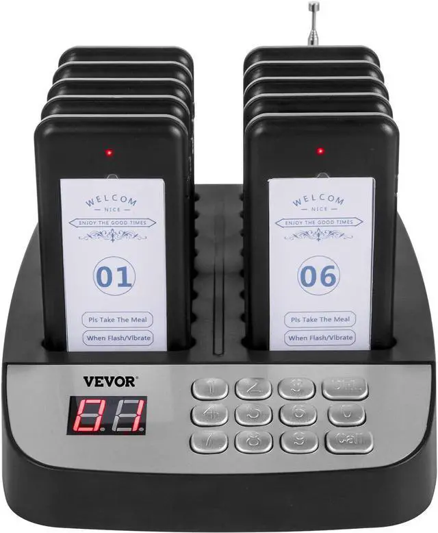 Alt view image 6 of 6 - VEVOR F100 Restaurant Pagers 10 Coasters Paging System Wireless for Restaurants