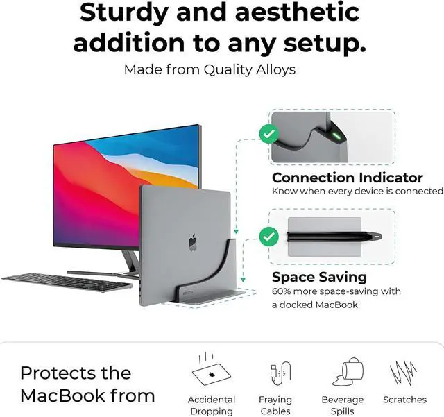 Alt view image 3 of 6 - Vertical Docking Station Hub | Compatible with Apple MacBook Pro 13, 15 & 16 inch, 2016-2020 and 2022 M2 Touch BAR ONLY | 2X USB-C Port (40Gbps) Thunderbolt-4 Compatible Dock