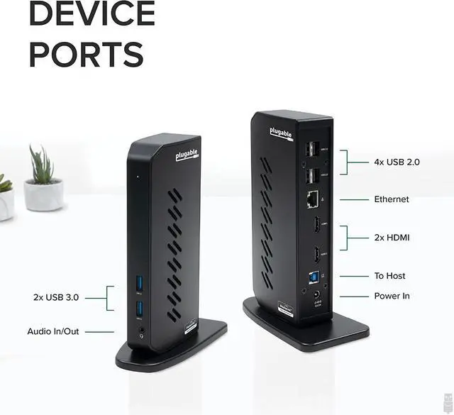 Alt view image 5 of 7 - USB 3.0 and USB-C Universal Laptop Docking Station for Windows and Mac (Dual Video HDMI, Gigabit Ethernet, Audio, 6 USB Ports)