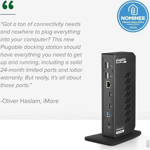 Alt view image 2 of 7 - USB 3.0 and USB-C Universal Laptop Docking Station for Windows and Mac (Dual Video HDMI, Gigabit Ethernet, Audio, 6 USB Ports)