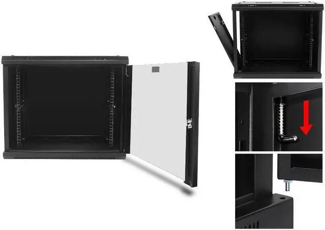 Alt view image 7 of 7 - Davislegend 12U 19in Wall Mount server network equipment Data Cabinet Rack