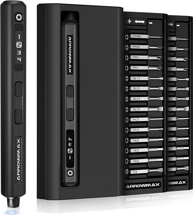 Main image of Electric Screwdriver- AM ARROWMAX Cordless Precision Screwdriver Set with 34 Magnetic Precision Bits,4 Gears Torque,Rechargeable Portable Repair Tool Kit for Electronics Laptop Glasses Watch (SES)