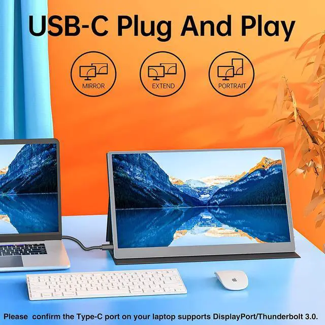 Alt view image 2 of 7 - Portable Monitor15.6 inch 1080P FHD HDR USB-C Portable Screen Dual Type-C Mini HDMI IPS FreeSync Computer Display with Speakers for Laptop PC Mac Surface Xbox Switch PS4/5 with Smart Cover