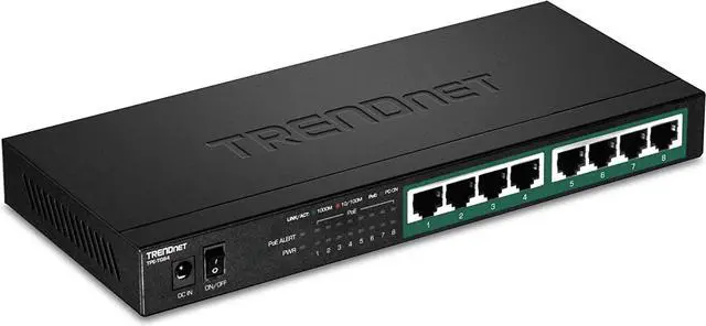 Main image of TRENDnet 8-Port Gigabit PoE+ Switch, 120W PoE Power Budget, 16Gbps Switching Capacity, IEEE 802.1p QoS, DSCP Pass-Through Support, Fanless, Wall Mountable, Lifetime Protection, Black, TPE-TG84