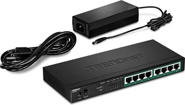 Alt view image 3 of 7 - TRENDnet 8-Port Gigabit PoE+ Switch, 120W PoE Power Budget, 16Gbps Switching Capacity, IEEE 802.1p QoS, DSCP Pass-Through Support, Fanless, Wall Mountable, Lifetime Protection, Black, TPE-TG84