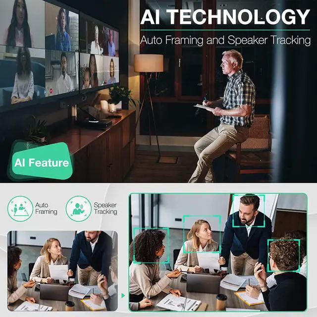 Alt view image 5 of 7 - Yealink Video and Audio Conferencing System Conference Room Camera Video Bar UVC40 for Office Meeting Rooms Teams Zoom Certified 133° Super Wide Angle Lens Speaker Tracking