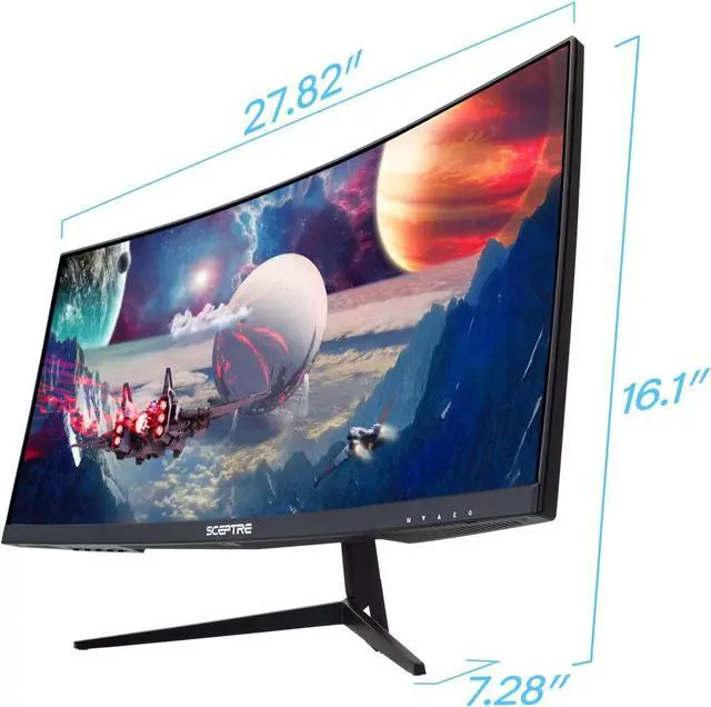 Alt view image 2 of 6 - Sceptre 30-inch Curved Gaming Monitor 21:9 2560x1080 Ultra Wide Ultra Slim HDMI DisplayPort up to 200Hz Build-in Speakers, Metal Black (C305B-200UN1)