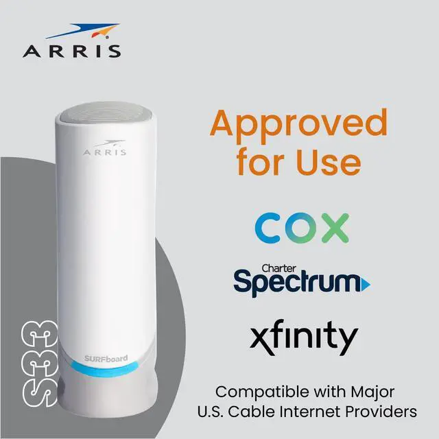Alt view image 3 of 6 - ARRIS Surfboard S33 DOCSIS Surfboard S33 DOCSIS 3.1 Multi-Gigabit Cable Modem | Approved for Comcast Xfinity, Cox, Spectrum & More | 1 & 2.5 Gbps Ports | 2.5 Gbps Max Internet Speeds | 4 OFDM Channels